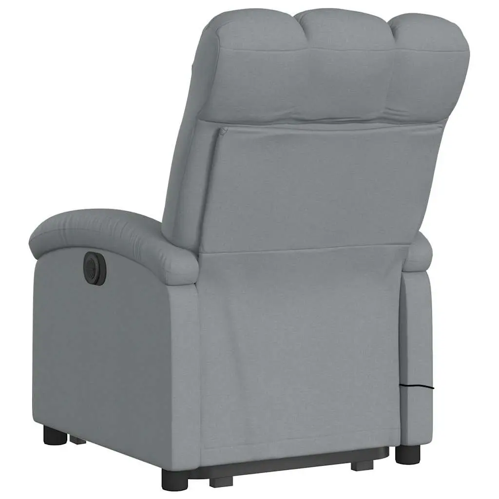 Electric Massage Recliner Chair Grey Fabric Power Lift Manual Reclining