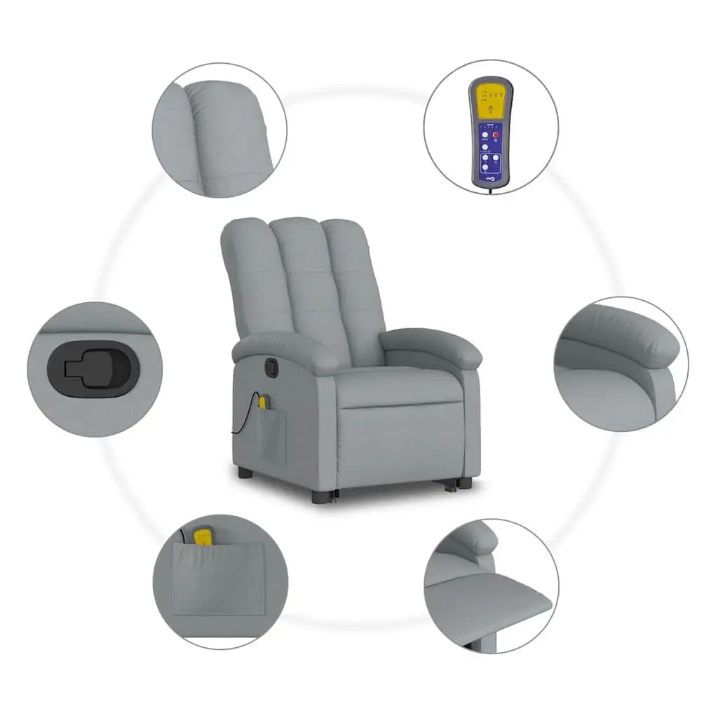 Electric Massage Recliner Chair Grey Fabric Power Lift Manual Reclining