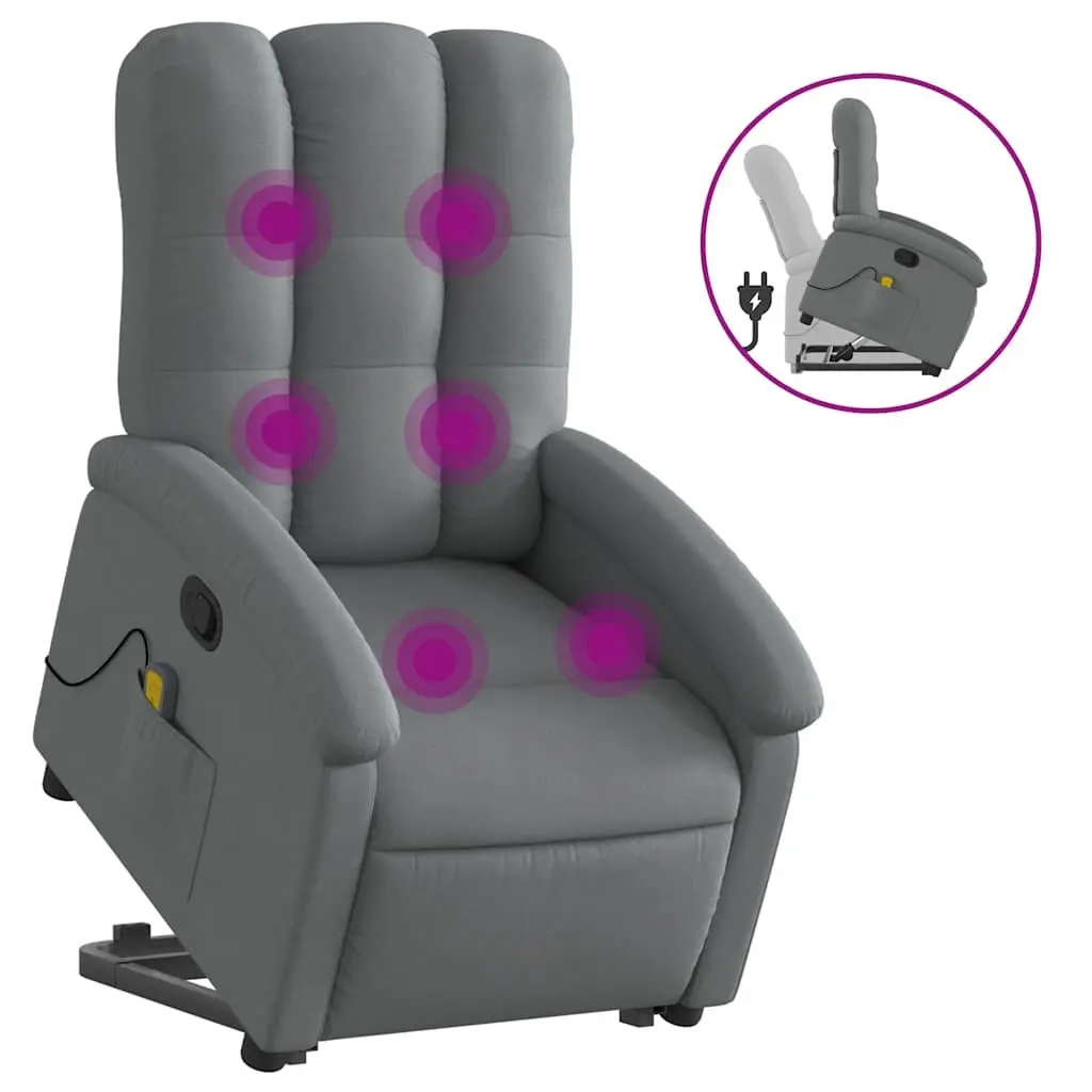 Electric Massage Recliner Chair Grey Fabric Power Lift Armchair