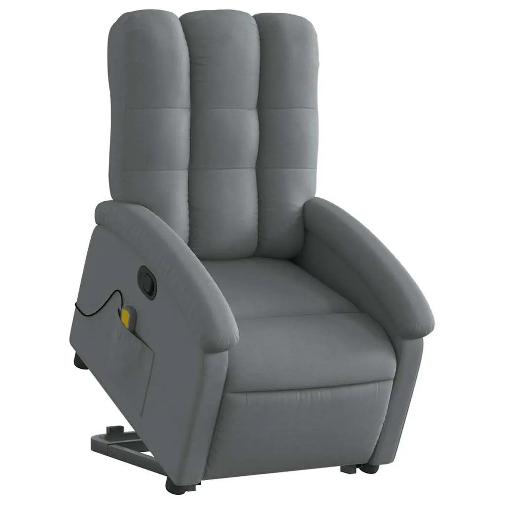Electric Massage Recliner Chair Grey Fabric Power Lift Armchair