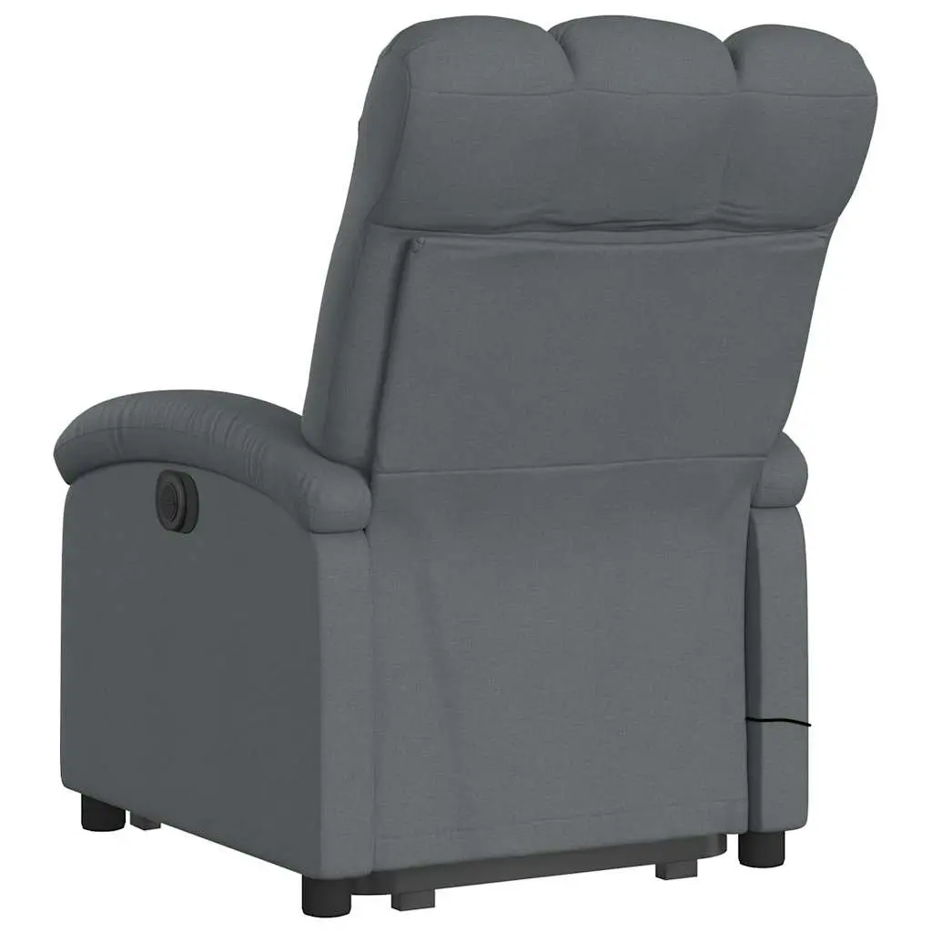 Electric Massage Recliner Chair Grey Fabric Power Lift Armchair