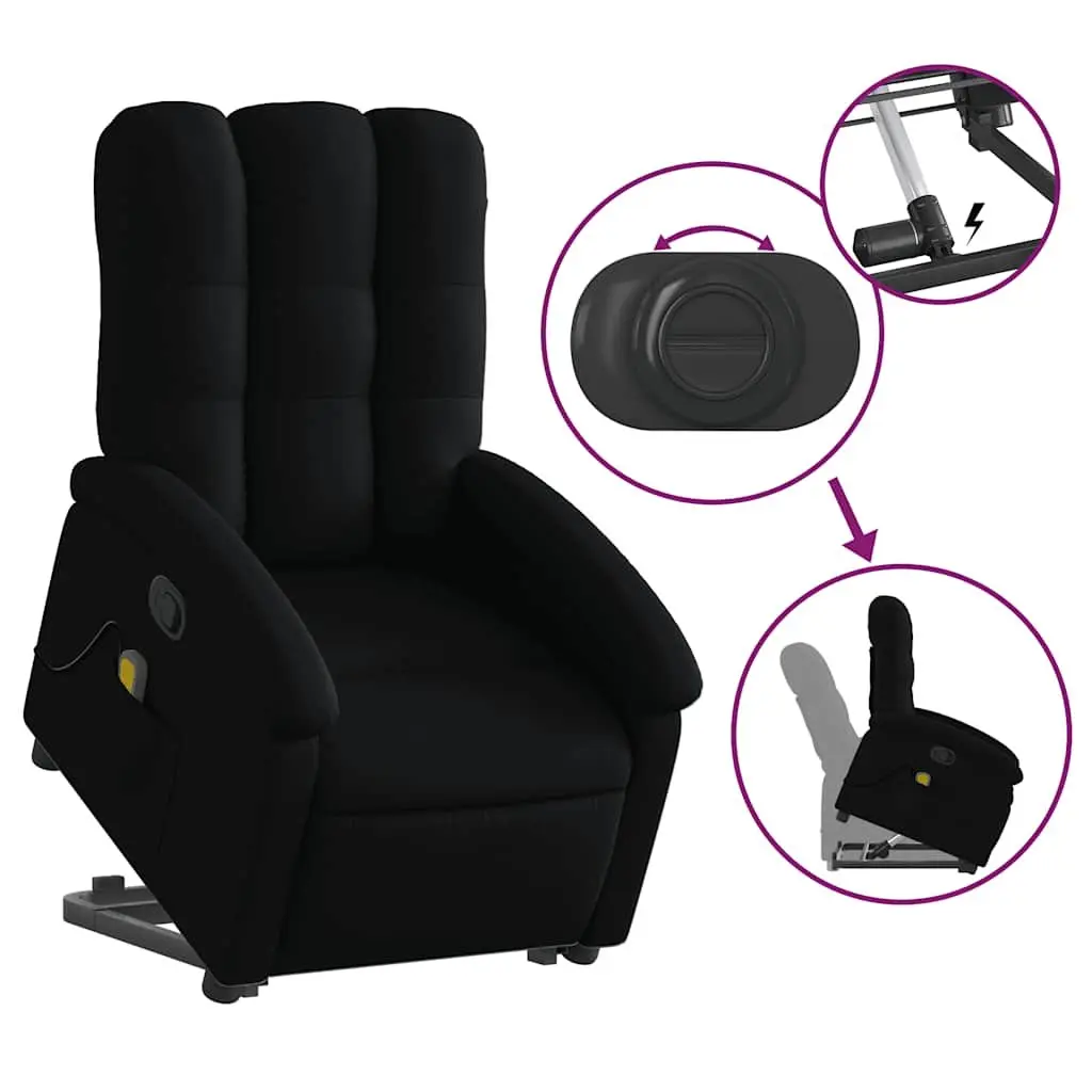 Electric Recliner Chair Power Lift Fabric Black Stand Up Massage Armchair