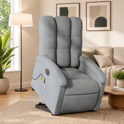 Electric Stand Up Massage Recliner Chair in Grey Fabric