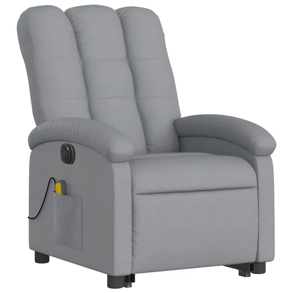 Electric Massage Recliner Chair Grey Fabric 135 Degrees Power Lift