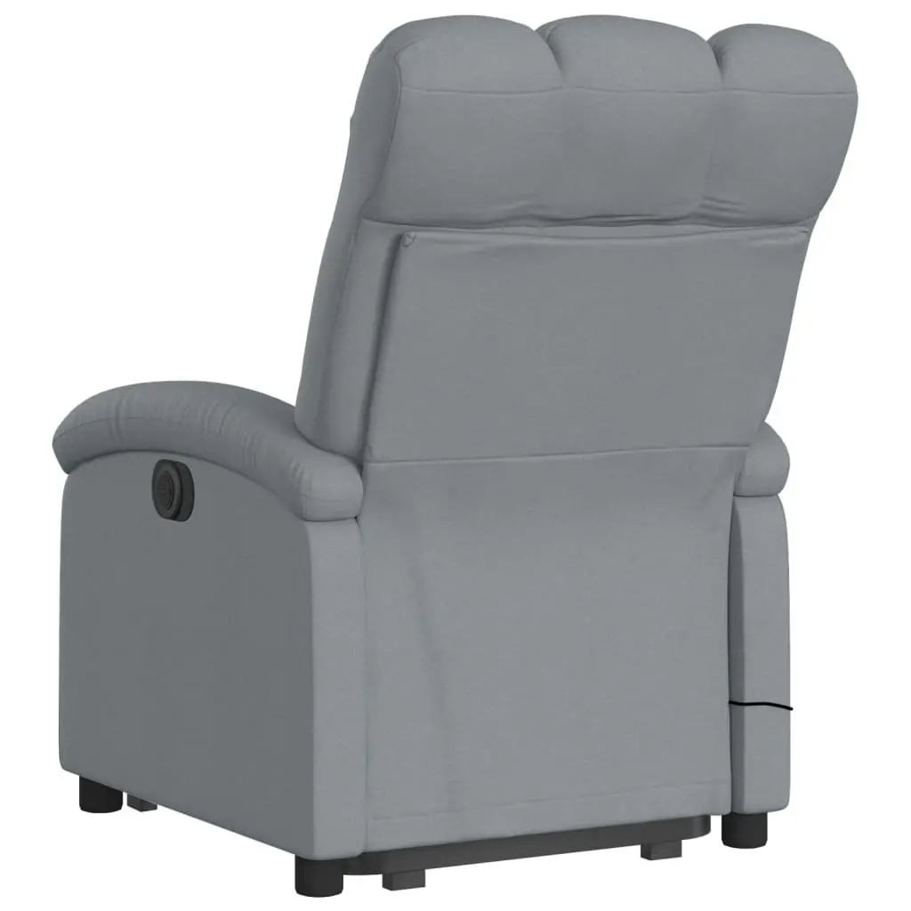 Electric Massage Recliner Chair Grey Fabric 135 Degrees Power Lift