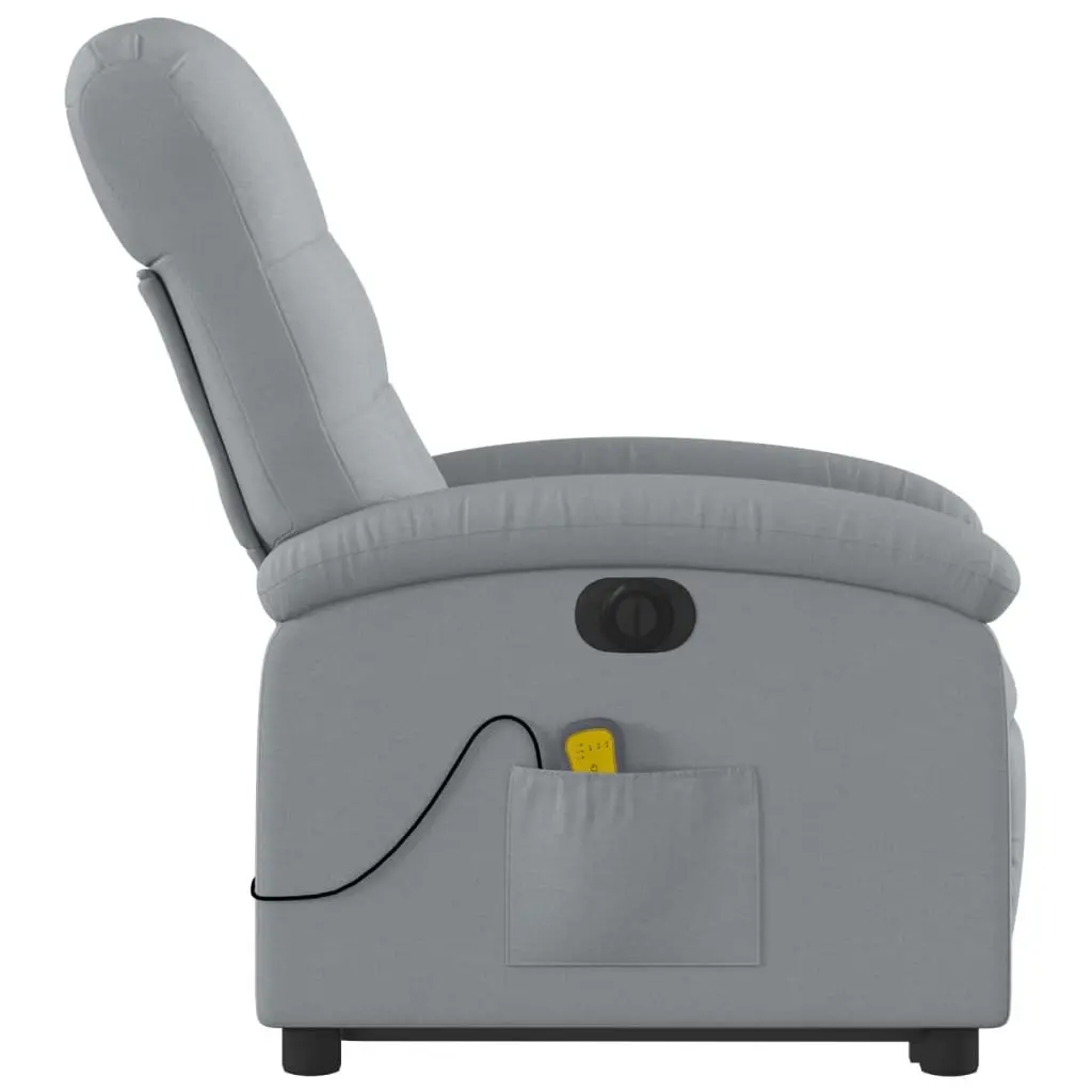 Electric Massage Recliner Chair Grey Fabric 135 Degrees Power Lift