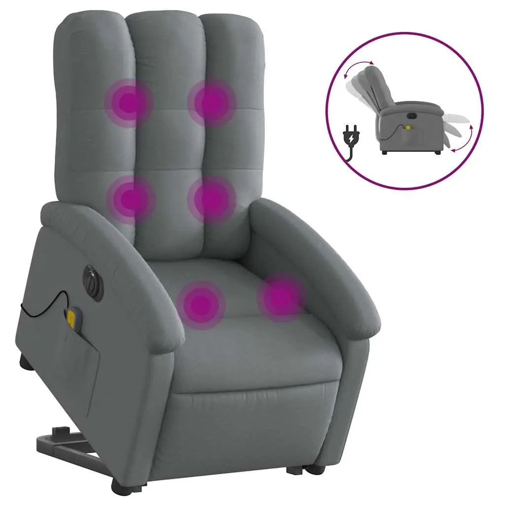 Electric Massage Recliner Chair Grey Fabric Power Lift Electric Reclining
