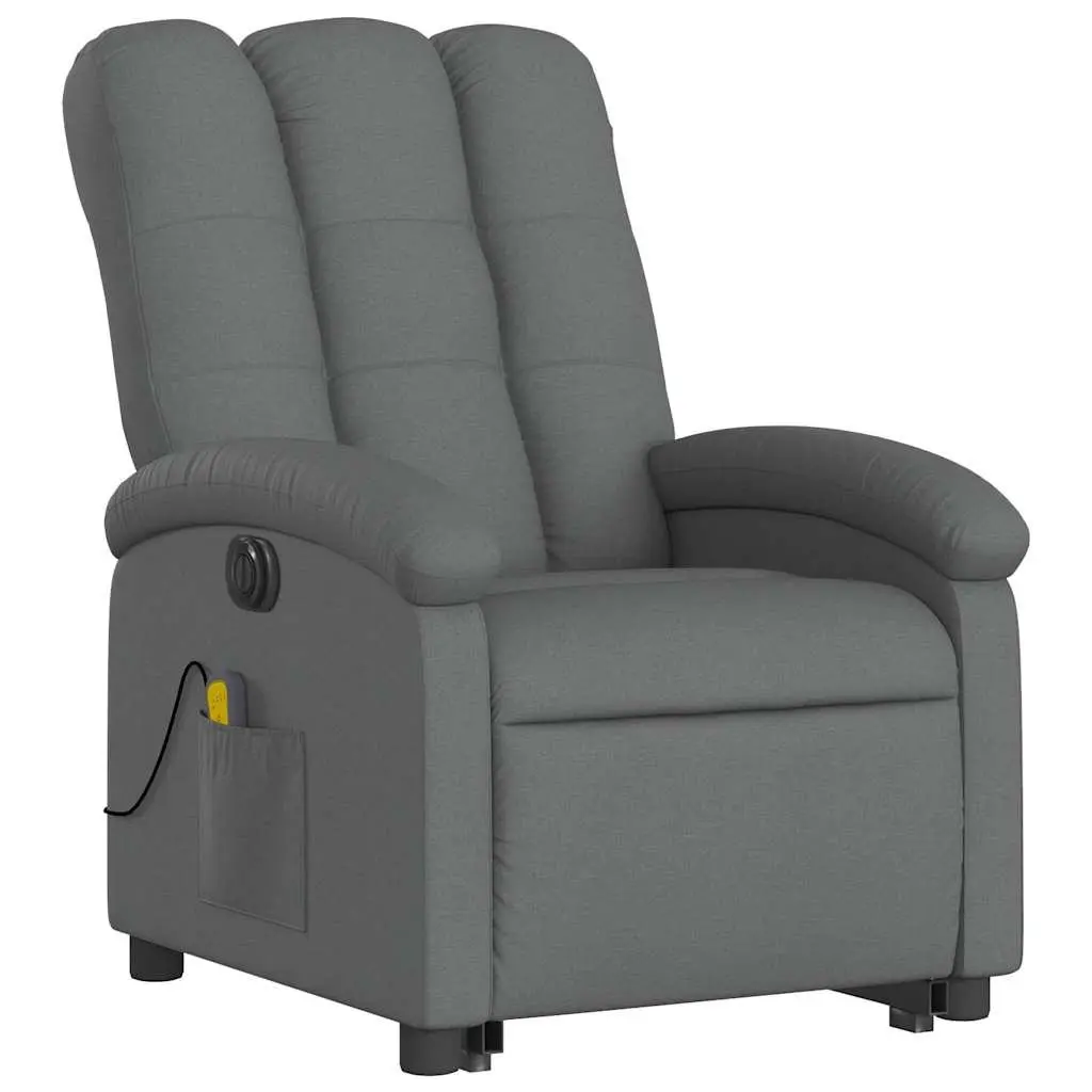 Electric Massage Recliner Chair Grey Fabric Power Lift Electric Reclining