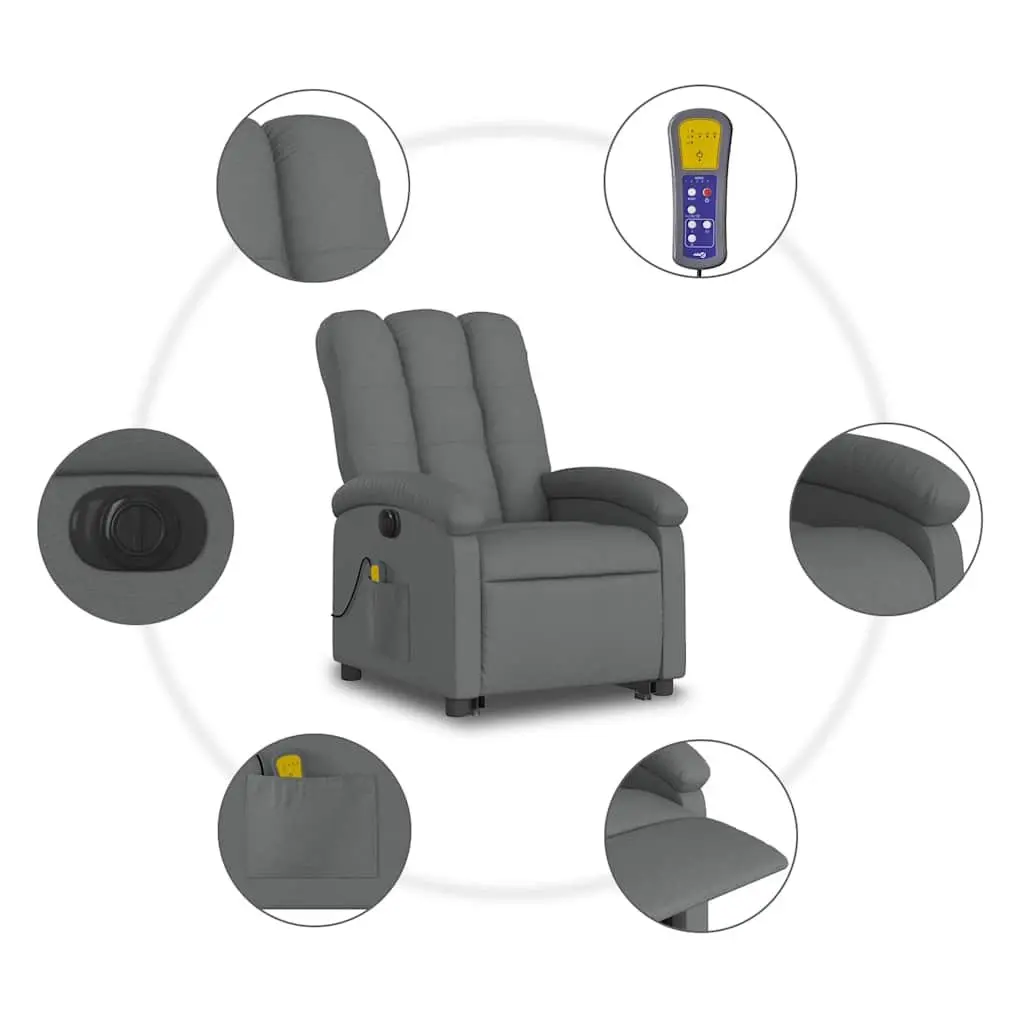Electric Massage Recliner Chair Grey Fabric Power Lift Electric Reclining
