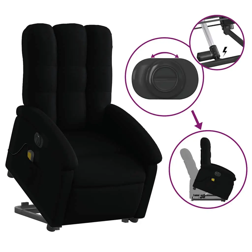 Electric Massage Recliner Chair Lift Fabric Armchair Black for Ease and Comfort