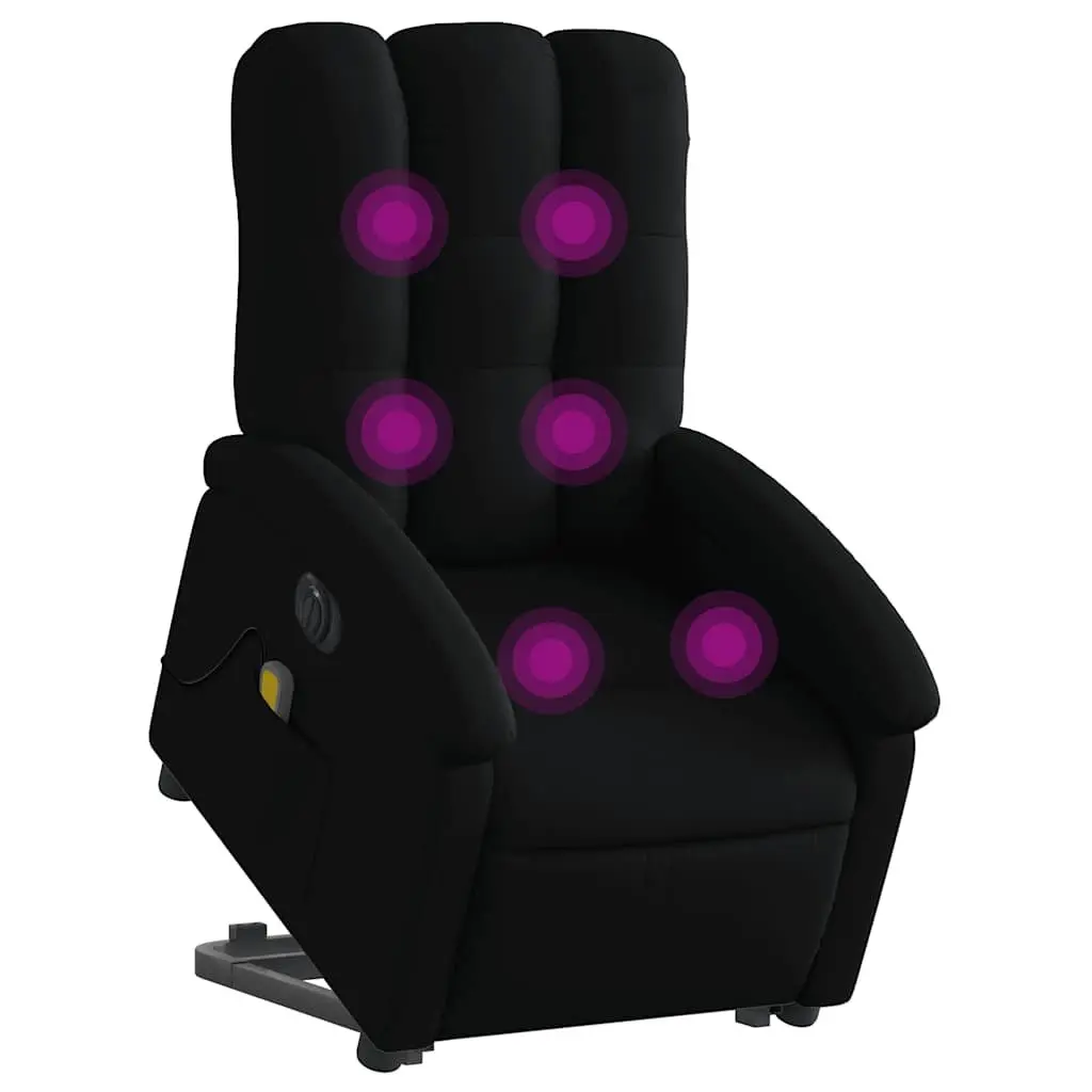 Electric Massage Recliner Chair Lift Fabric Armchair Black for Ease and Comfort