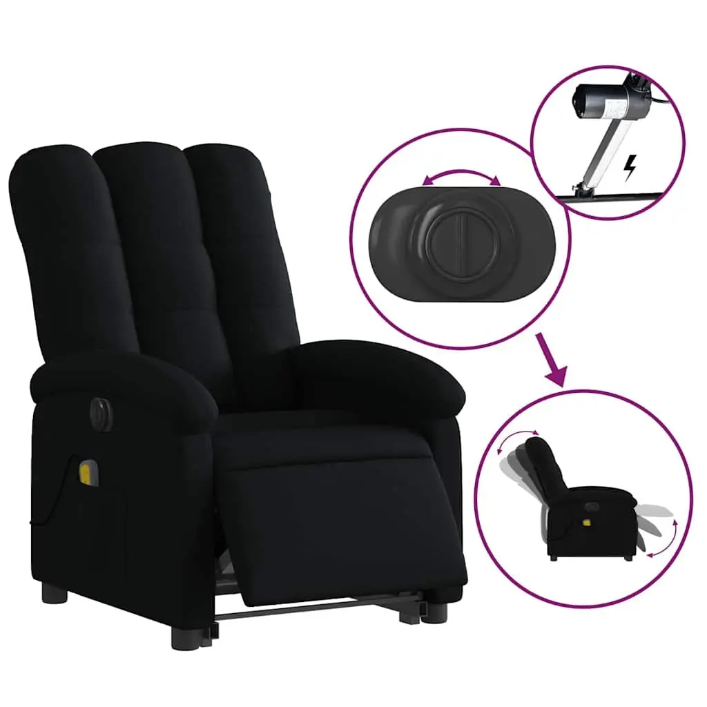 Electric Massage Recliner Chair Lift Fabric Armchair Black for Ease and Comfort