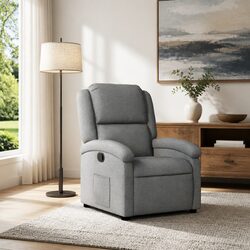Comfortable Grey Fabric Manual Recliner Chair