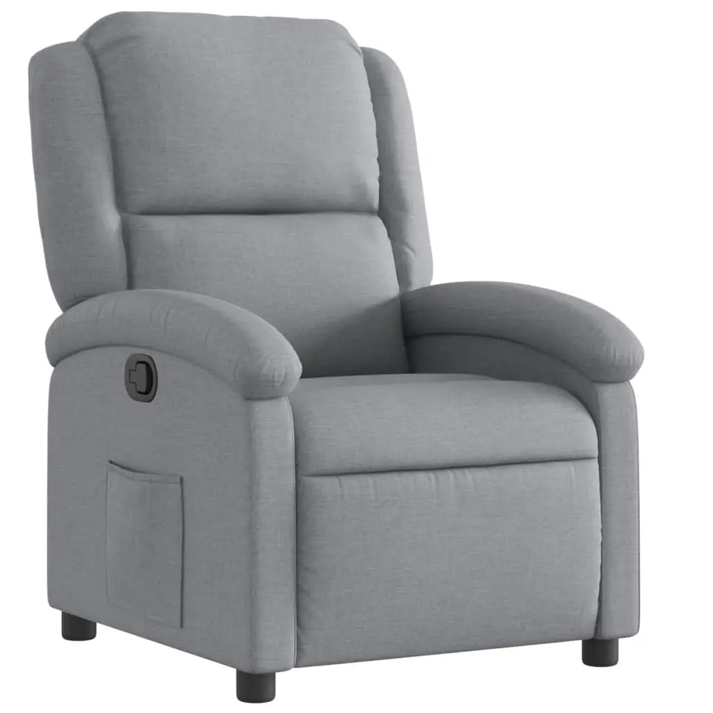Recliner Chair Grey Fabric Manual Reclining Armchair Lounge Seat