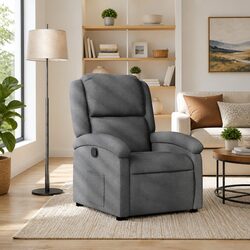 Dark Grey Fabric Manual Recliner Chair with Footrest