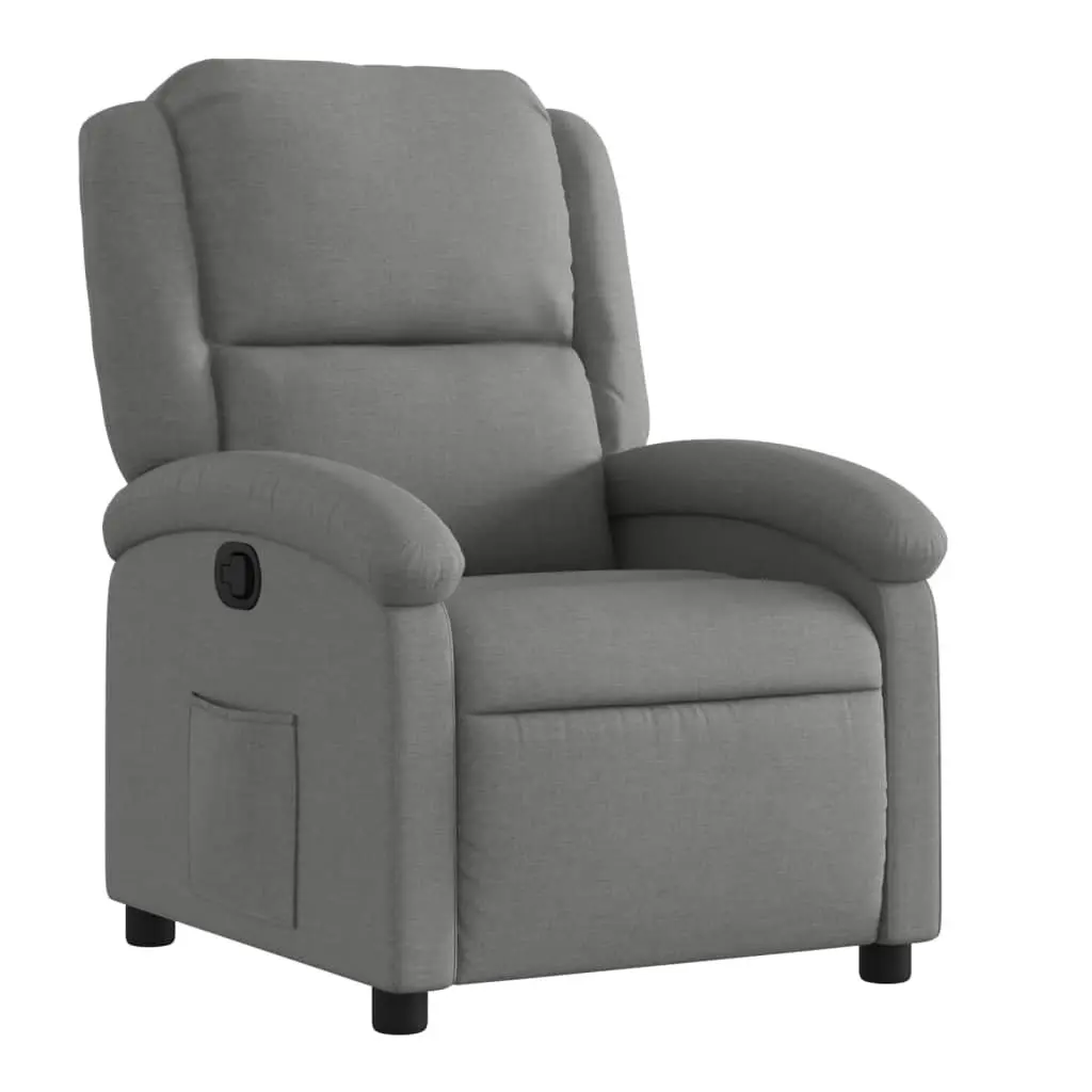 Manual Recliner Lounge Chair Dark Grey Fabric with Adjustable Backrest and Footrest