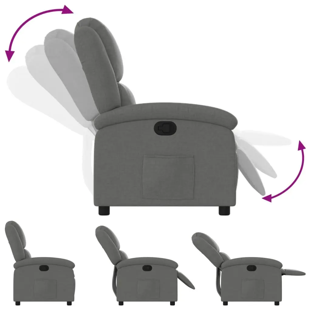 Manual Recliner Lounge Chair Dark Grey Fabric with Adjustable Backrest and Footrest