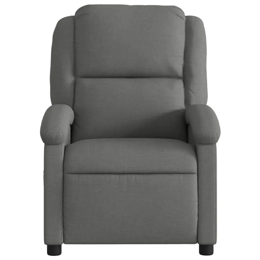 Manual Recliner Lounge Chair Dark Grey Fabric with Adjustable Backrest and Footrest