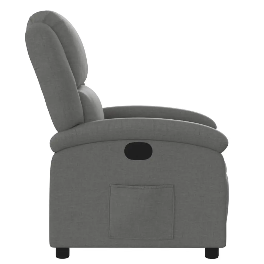 Manual Recliner Lounge Chair Dark Grey Fabric with Adjustable Backrest and Footrest