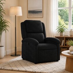Black Fabric Recliner Chair with Manual Recline