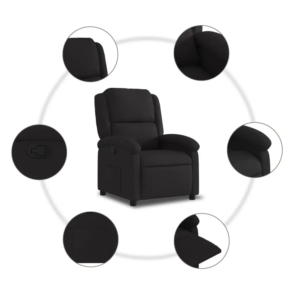 Recliner Chair Black Fabric Manual Reclining Armchair