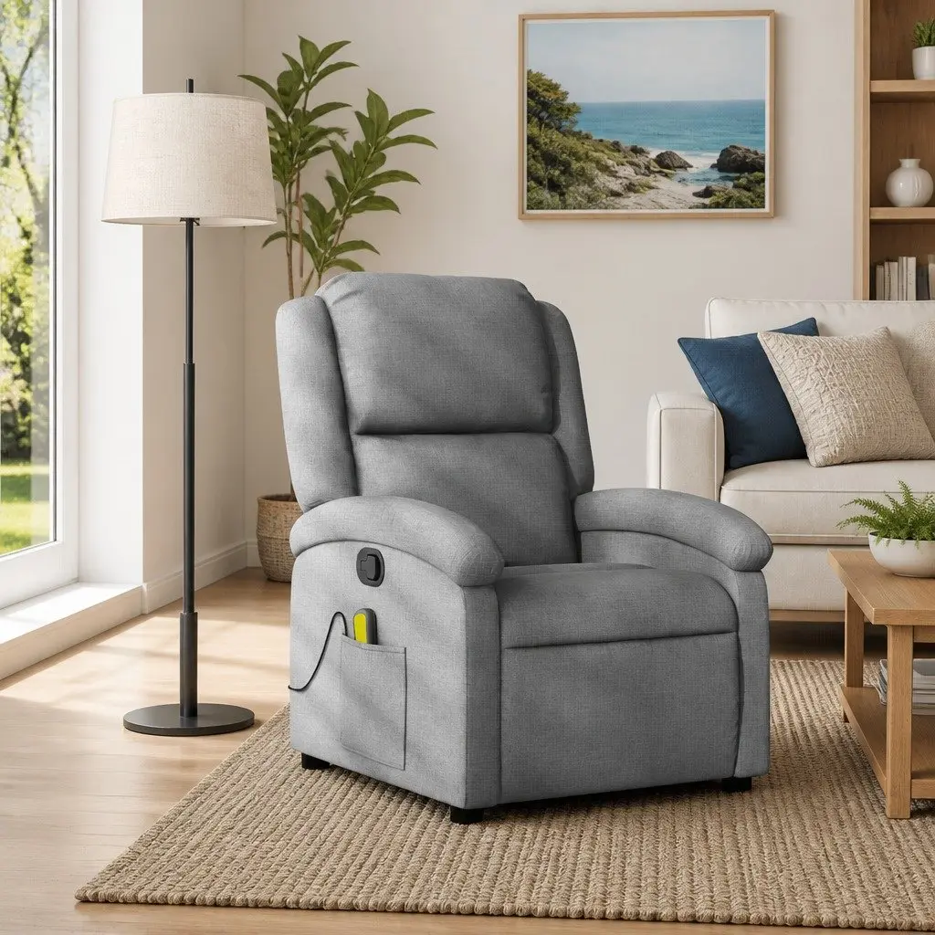 Grey Fabric Manual Massage Recliner Chair with Vibration