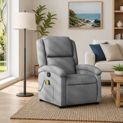 Grey Fabric Manual Massage Recliner Chair with Vibration