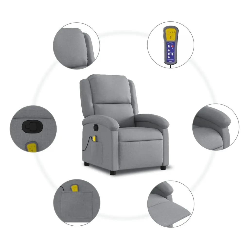 Grey Fabric Manual Massage Recliner Chair with Vibration