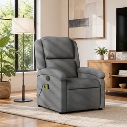Grey Fabric Massage Recliner Chair with 6 Vibration Points