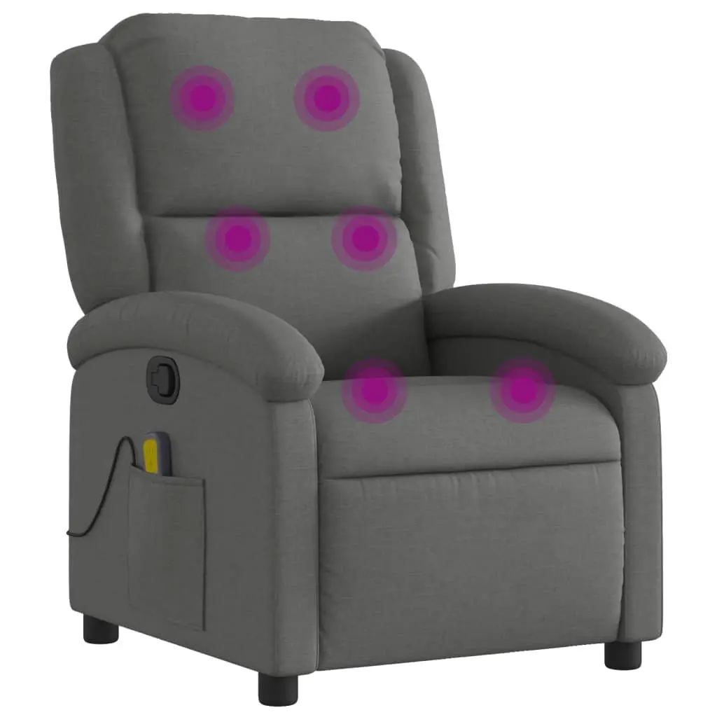 Grey Fabric Massage Recliner Chair with 6 Vibration Points