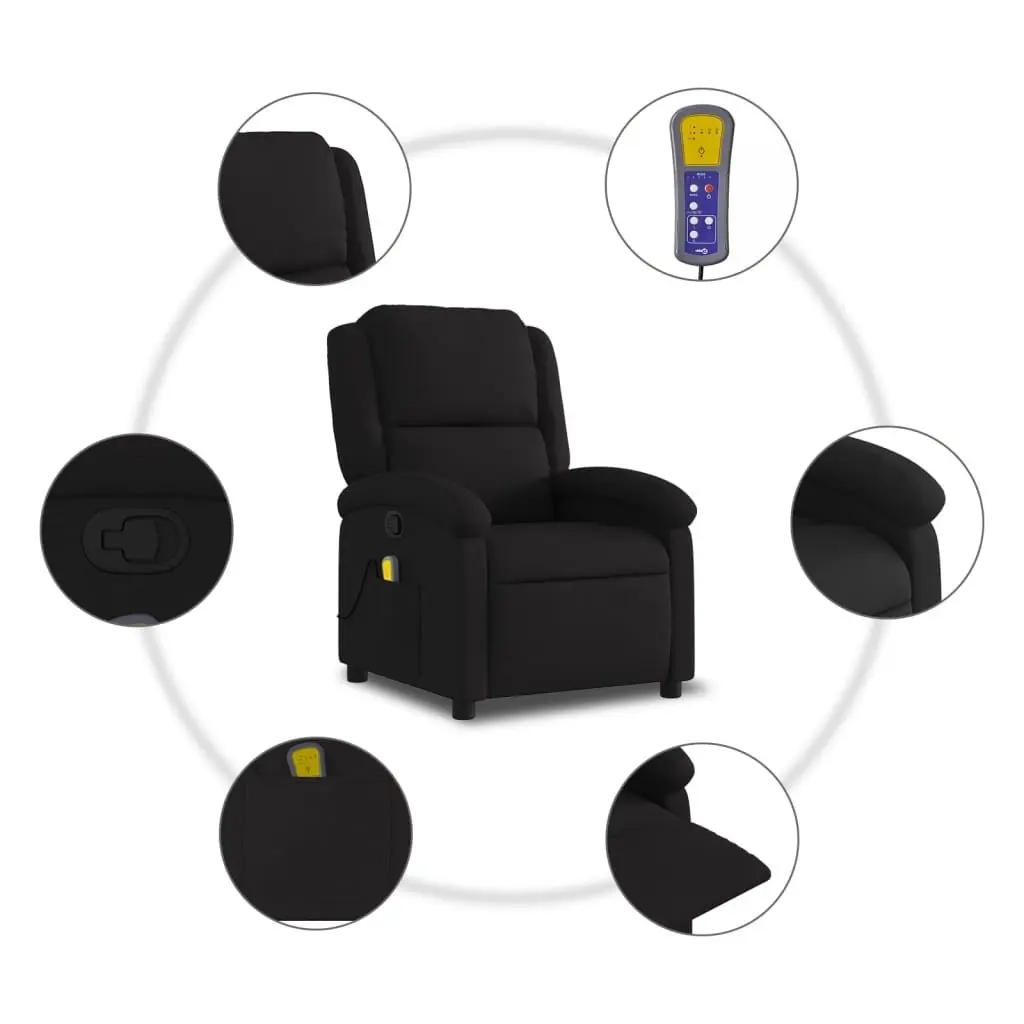Black Fabric Massage Recliner Chair with 6 Points