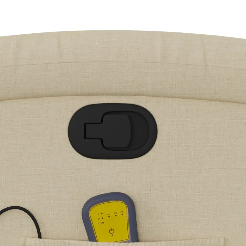 Massage Recliner Chair Cream Fabric Manual Recline Adjustable Footrest 135 Degrees Wood and Metal Frame