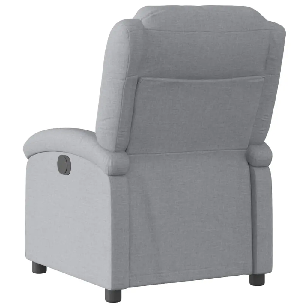 Electric Recliner Chair Light Grey Fabric Armchair