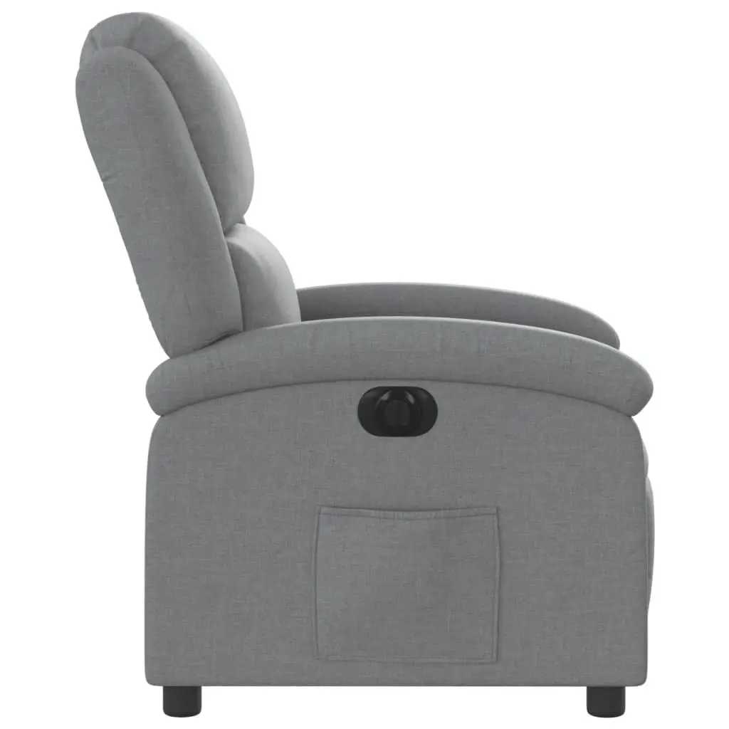 Electric Recliner Chair Light Grey Fabric Armchair