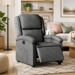 Comfortable Electric Recliner Chair in Grey Fabric
