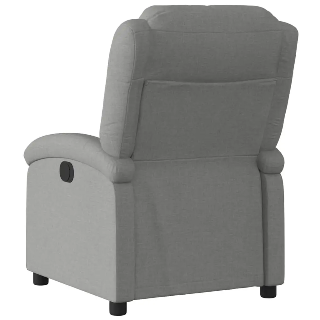 Electric Recliner Chair Grey Fabric Adjustable Footrest Backrest