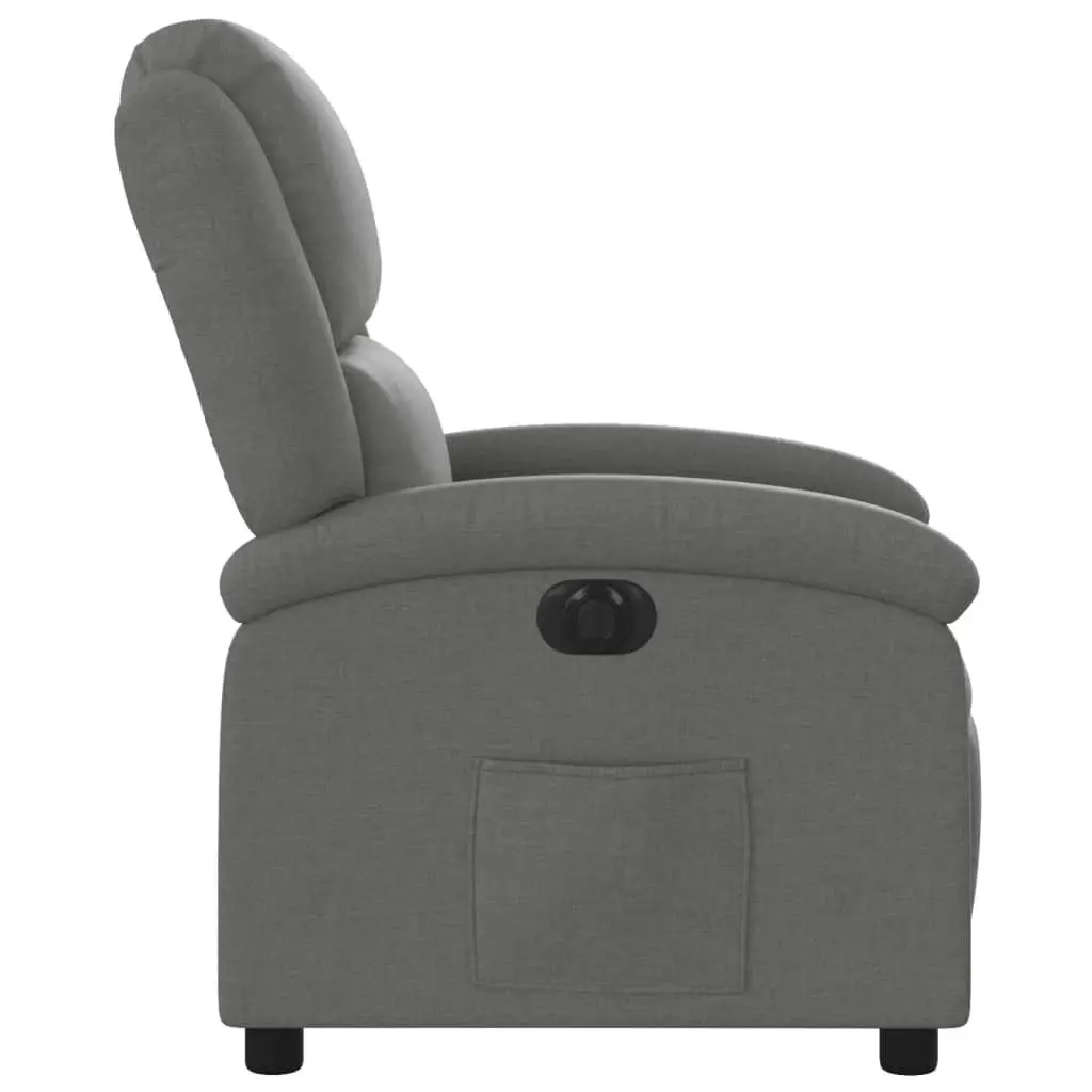 Electric Recliner Chair Grey Fabric Adjustable Footrest Backrest