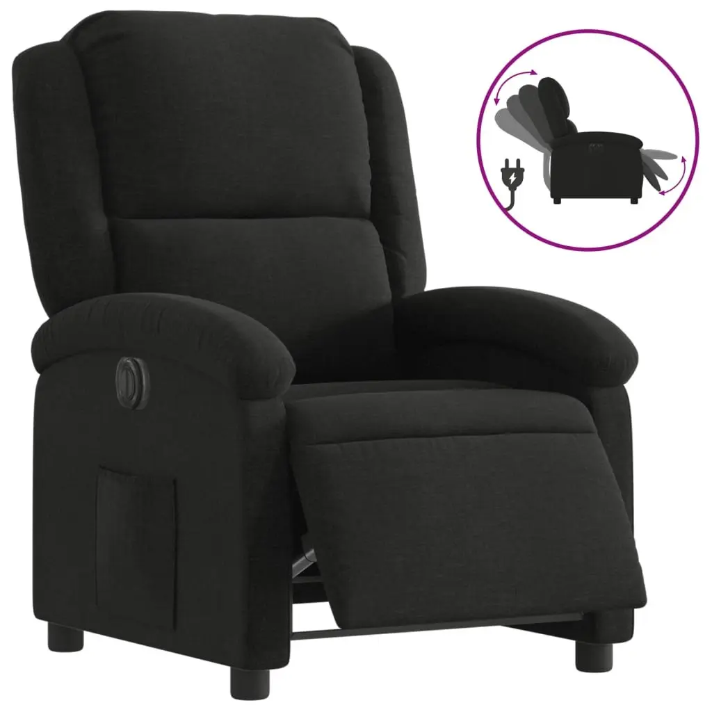 Electric Recliner Chair Black Fabric Motorized Adjustable Footrest