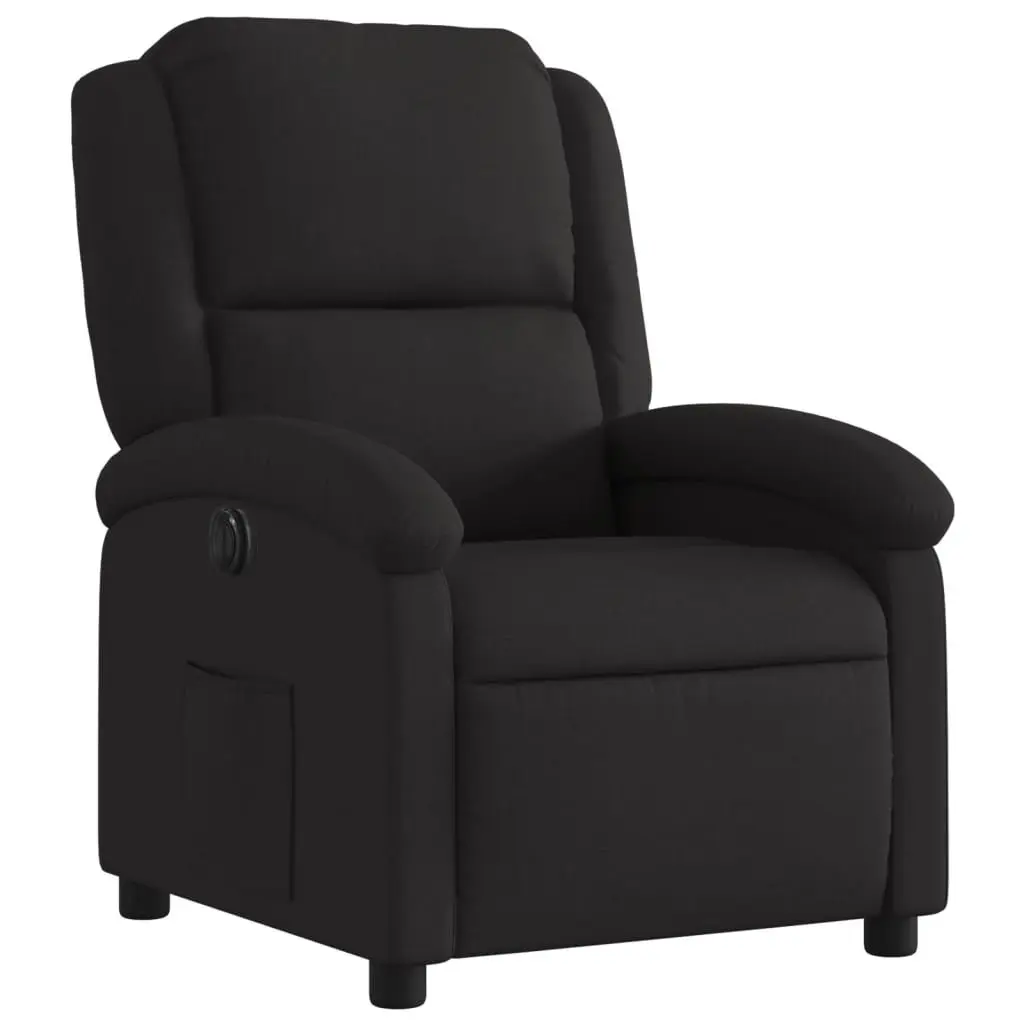Electric Recliner Chair Black Fabric Motorized Adjustable Footrest