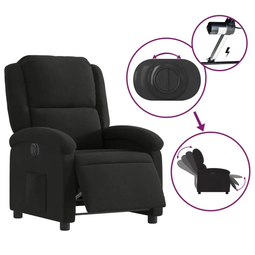 Electric Recliner Chair Black Fabric Motorized Adjustable Footrest