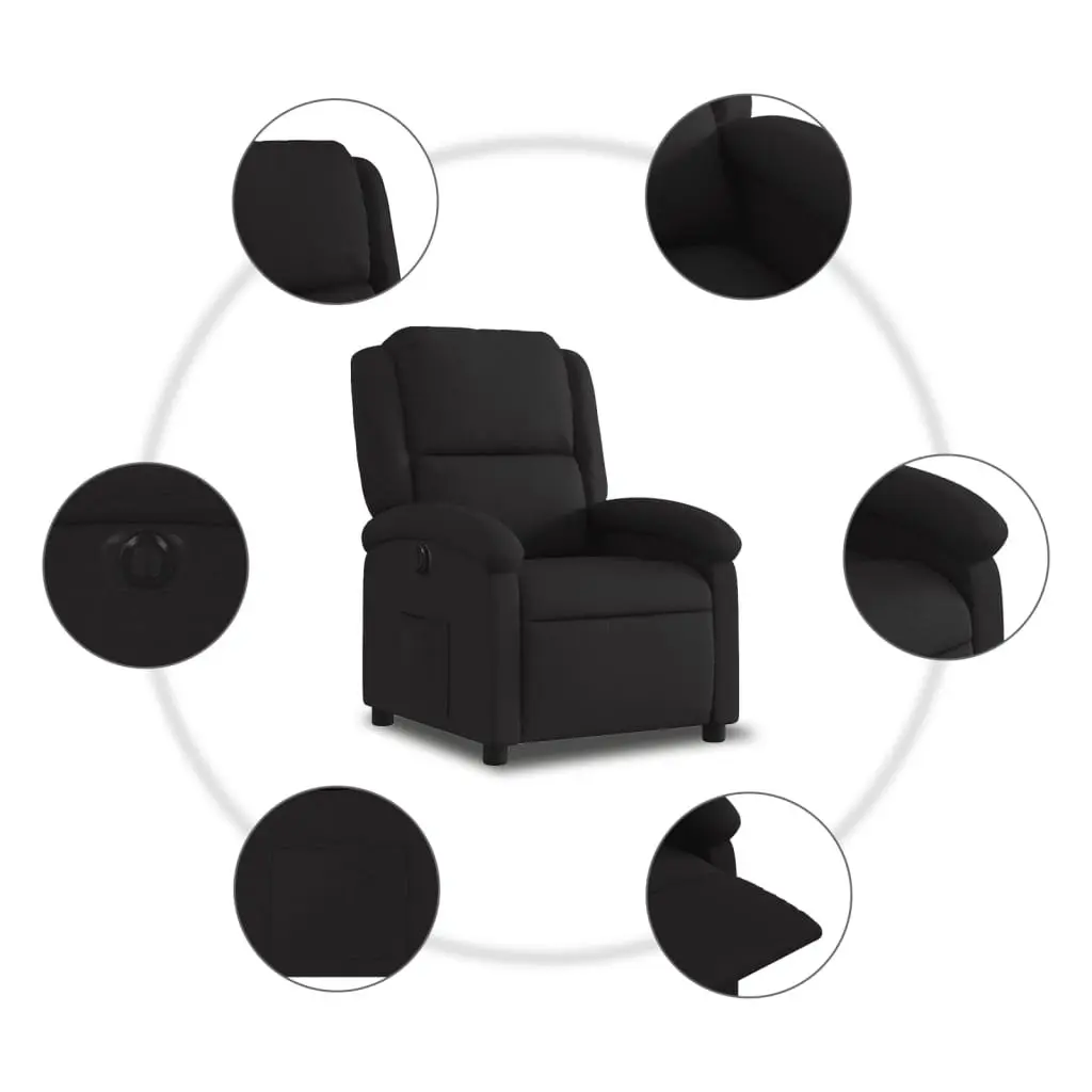 Electric Recliner Chair Black Fabric Motorized Adjustable Footrest