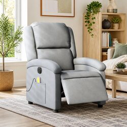Electric Grey Fabric Massage Recliner Chair with Footrest