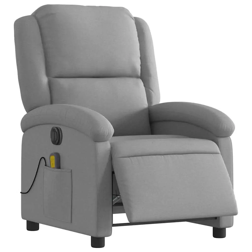 Electric Massage Recliner Chair Grey Fabric Adjustable Footrest
