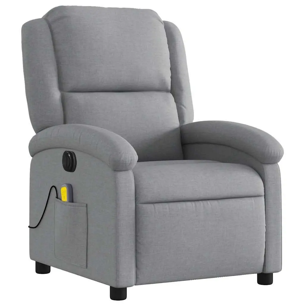 Electric Massage Recliner Chair Grey Fabric Adjustable Footrest