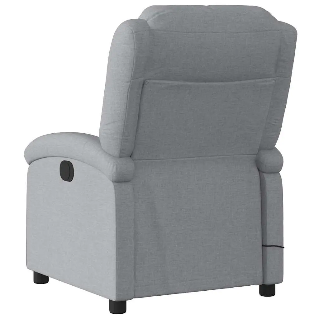 Electric Massage Recliner Chair Grey Fabric Adjustable Footrest
