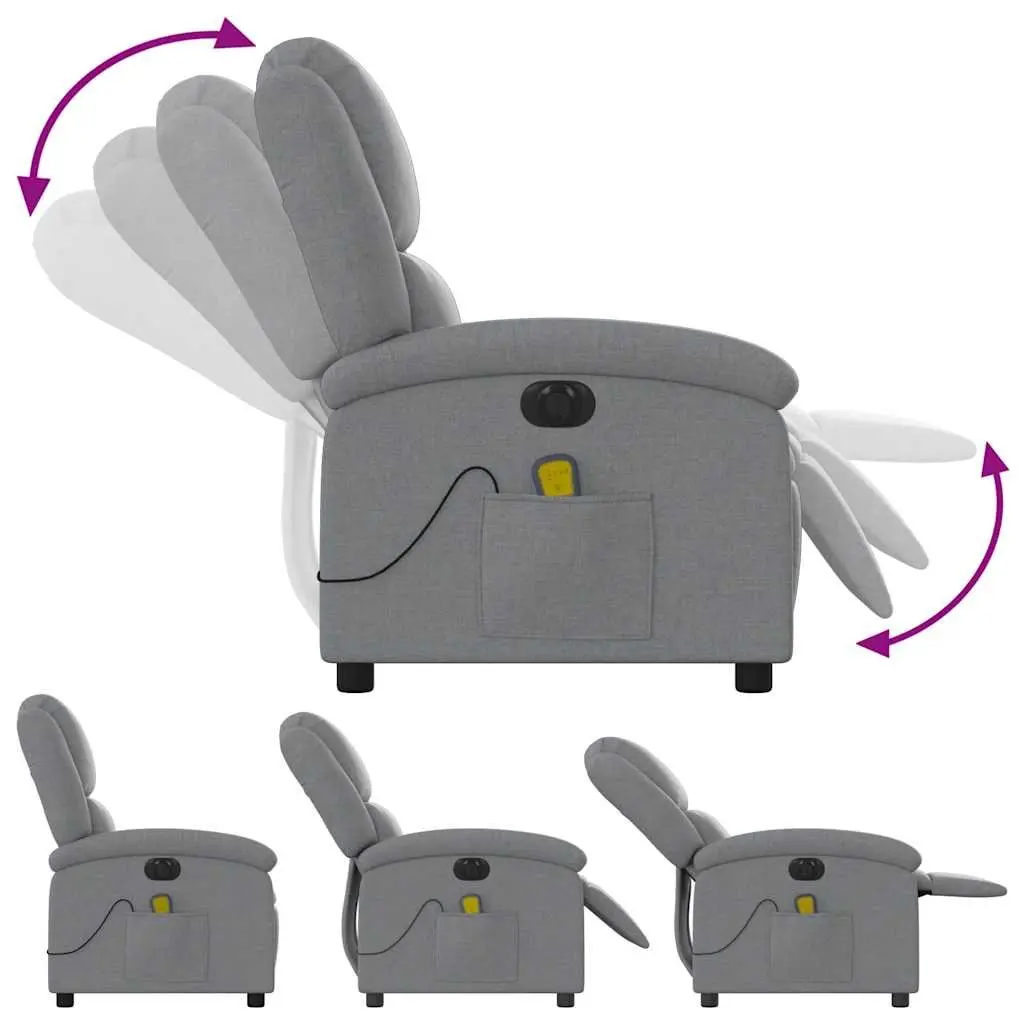 Electric Massage Recliner Chair Grey Fabric Adjustable Footrest