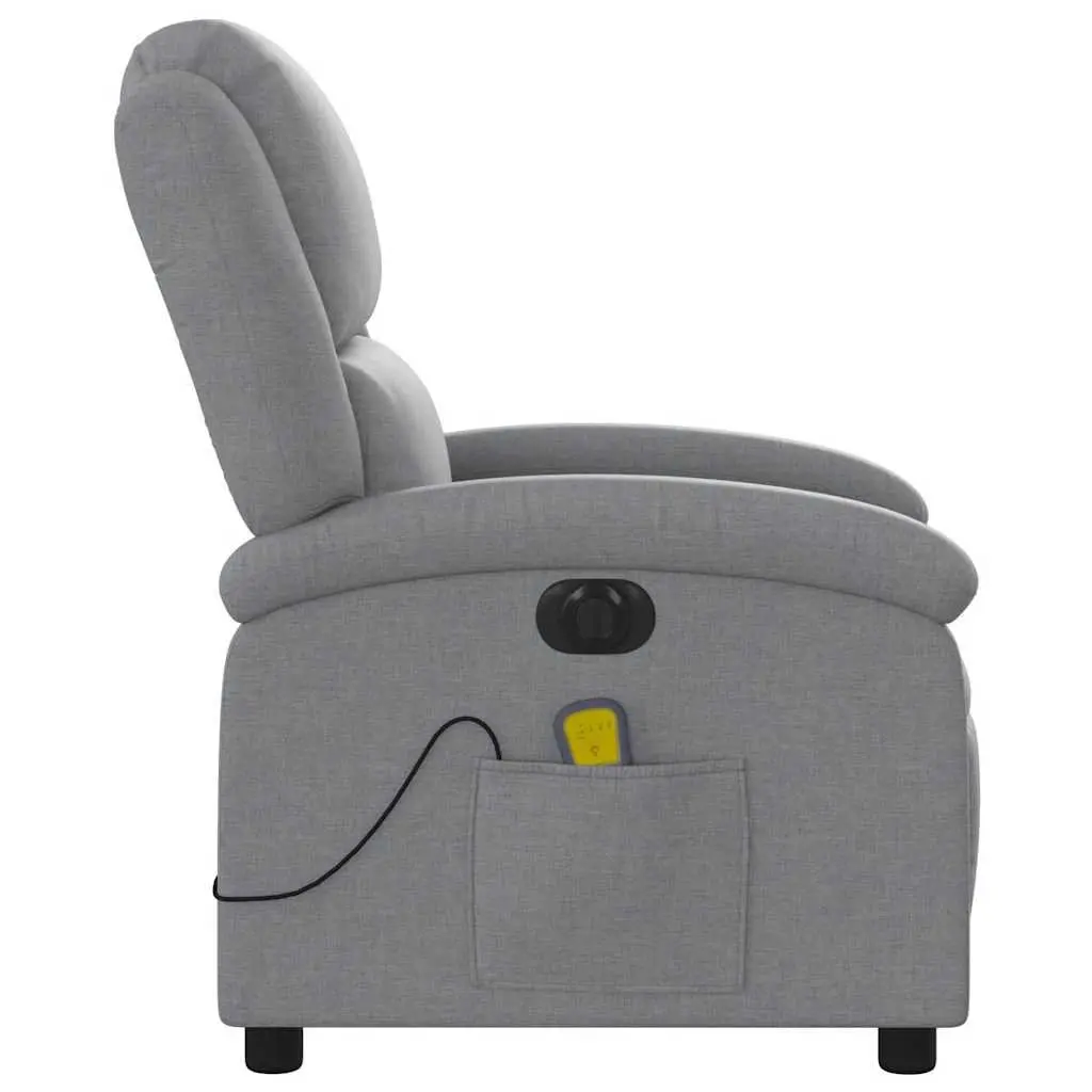 Electric Massage Recliner Chair Grey Fabric Adjustable Footrest