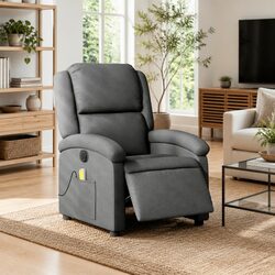 Electric Massage Recliner Chair in Grey Fabric