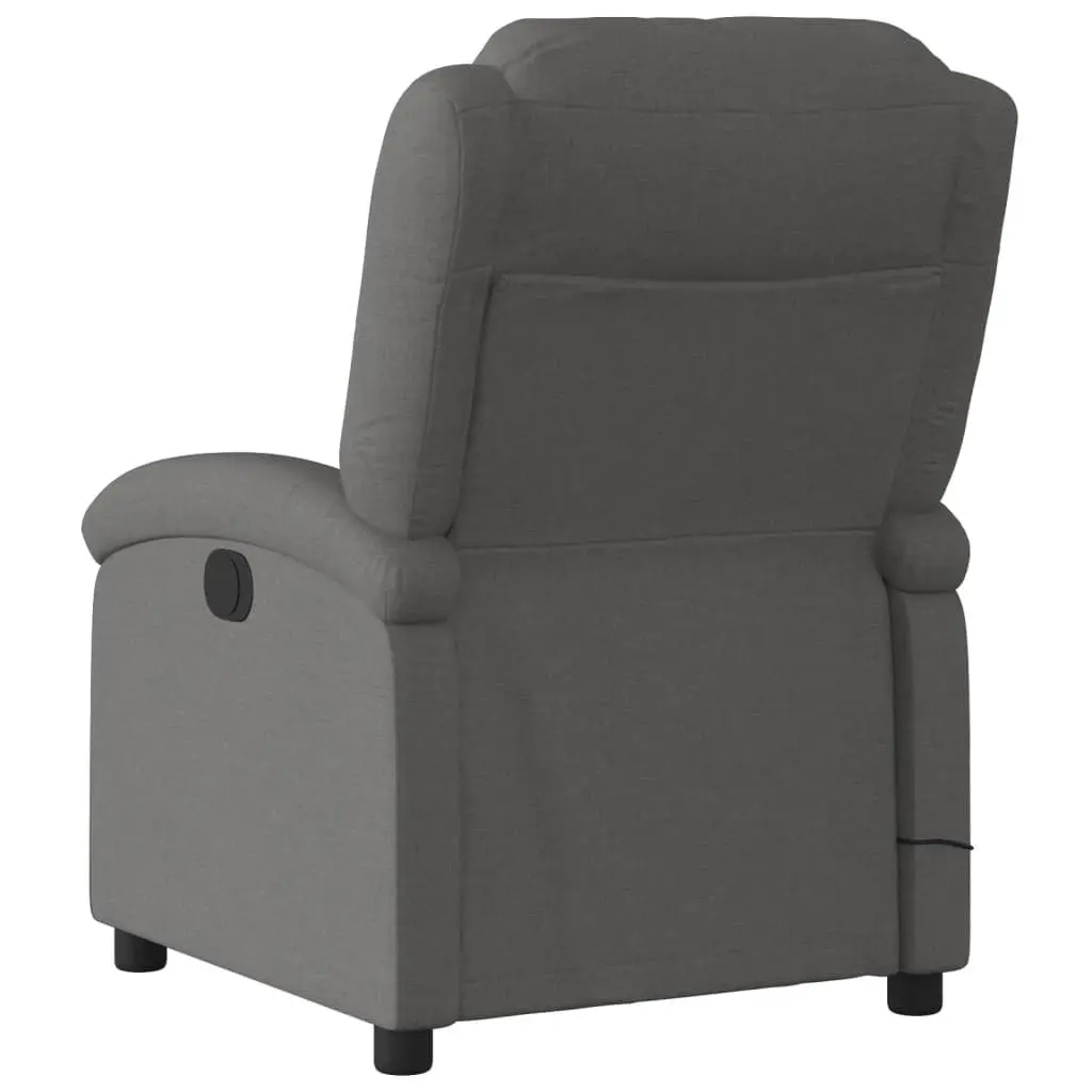 Electric Recliner Chair Grey Fabric Adjustable Footrest Massage Function