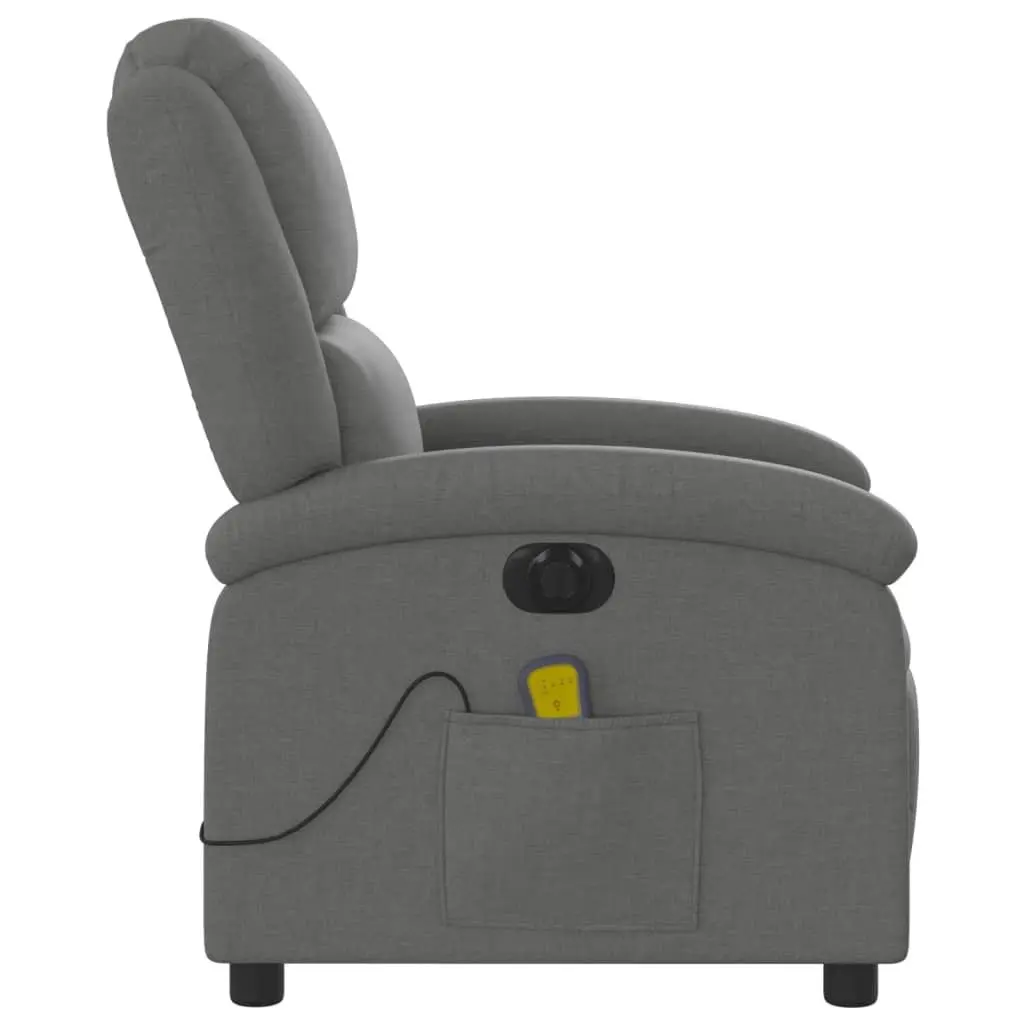 Electric Recliner Chair Grey Fabric Adjustable Footrest Massage Function
